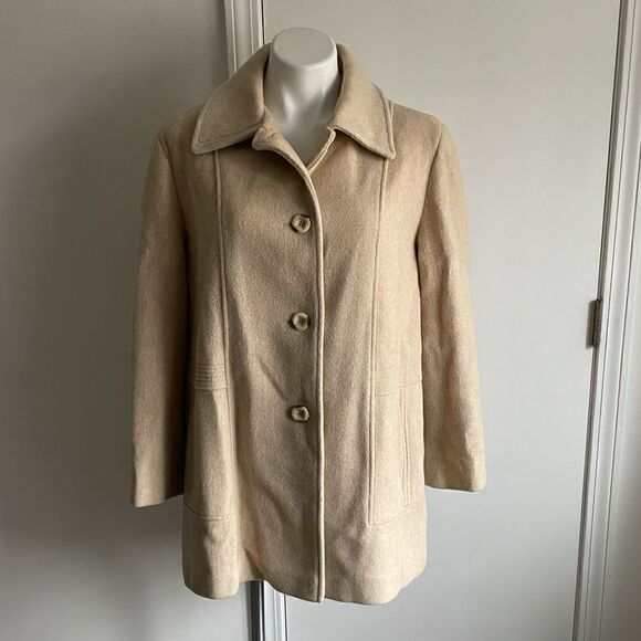Cream Herman Kay Wool Coat, Size 14, Herman Kay Petite - Picture 2 of 12